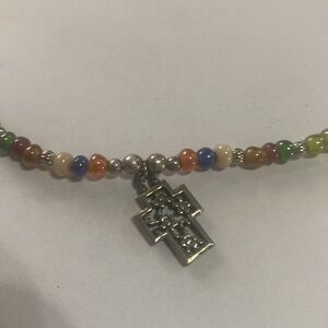 Beaded Necklace with Cross Pendant
